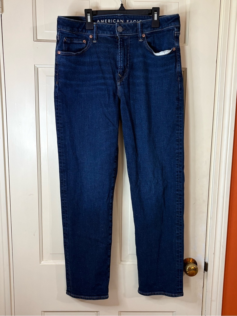 American Eagle Jeans Men 32x32 Original Straight Blue Flex Denim Dark Wash